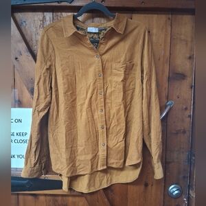 🍂 Anthropologie Building 18 Mustard Corduroy Button-Down Shirt ( 14 / L)